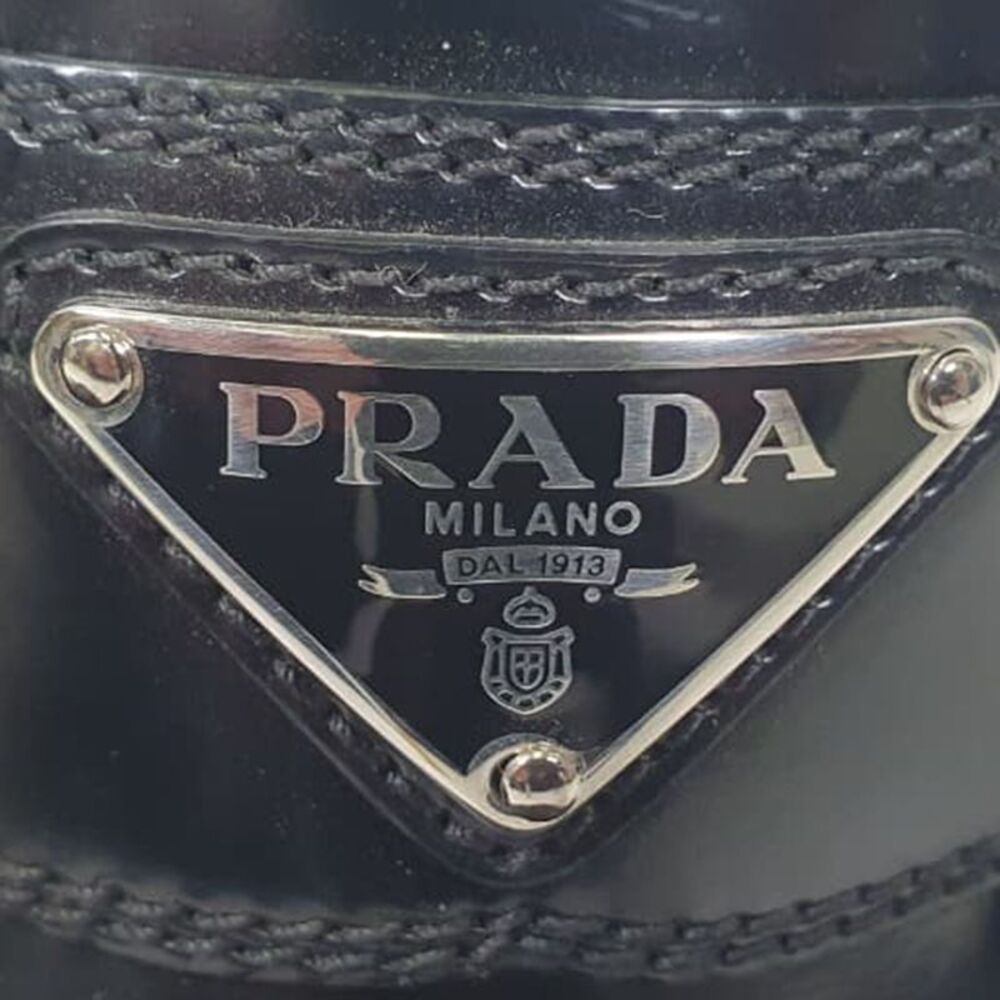 Prada Chocolate High-Heeled Loafers in Black Leather - Picture 9 of 12